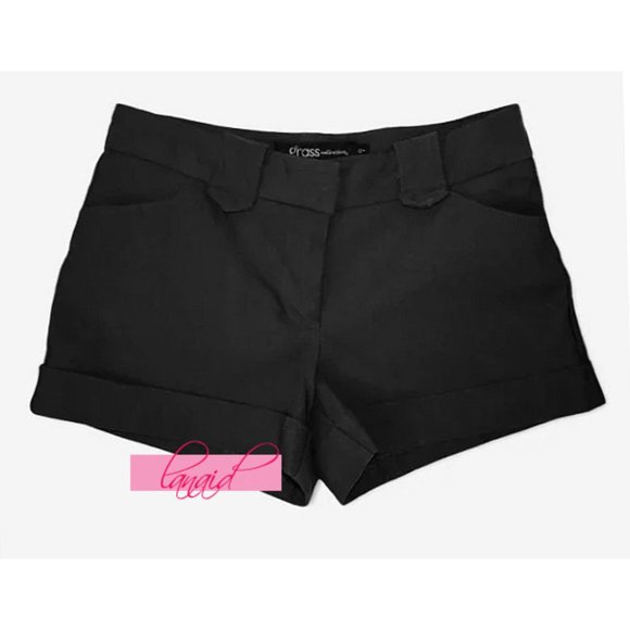 Grass Collection Black Stretch Classic Chino Khaki Cuffed Stretchy Shorts 7 M - Picture 2 of 5